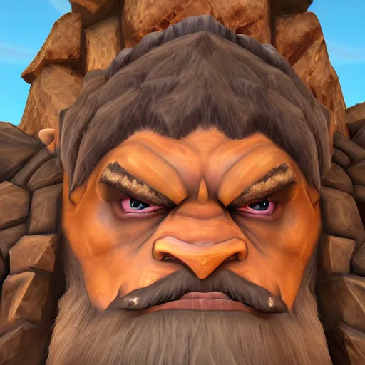 Prompt: mountain giant made of rocks world of warcraft portrait 8 k