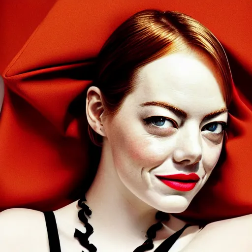 Prompt: portrait of Emma Stone in the style of Mario Testino, award-winning, detailed, 82 mm sigma art, close up