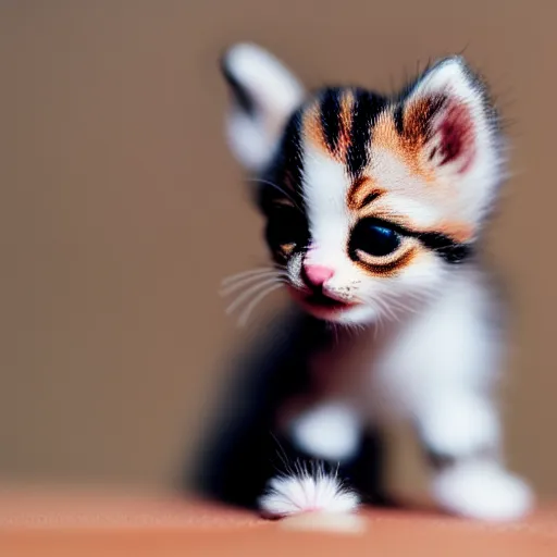 Image similar to macro photo of little tiny micro kitten, 35 mm,