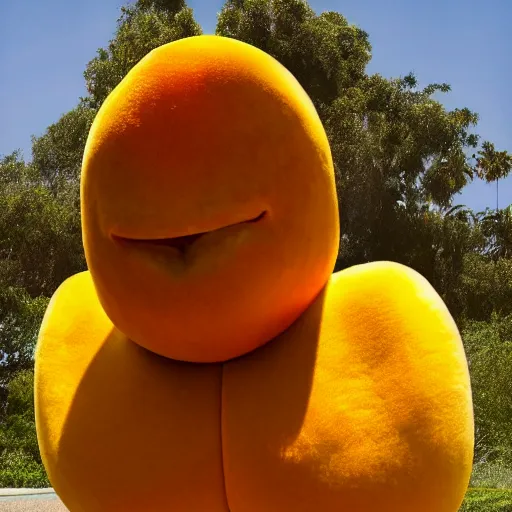 Image similar to photo of elon musk cosplaying as a mango fruit costume, highly detailed, extremely high quality, hd, 4 k, 8 k, professional photographer, 4 0 mp, lifelike, top - rated, award winning, cinematic, realistic, detailed lighting, detailed shadows, sharp, no blur, edited, corrected, trending