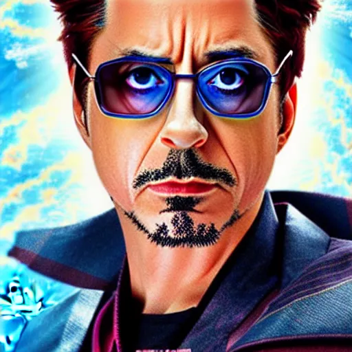 Prompt: robert downey jr as anime character, kyoto animation, magical