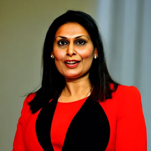 Image similar to priti patel by Wayne Barlow