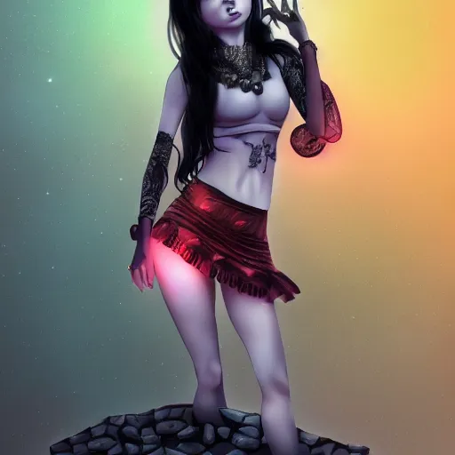 Image similar to terence mckenna as kerli koiv animel goth girl in mini skirt and crop top intricate, extremely detailed, artstation, 8 k, sensual lighting, incredible art, wlop, artgerm