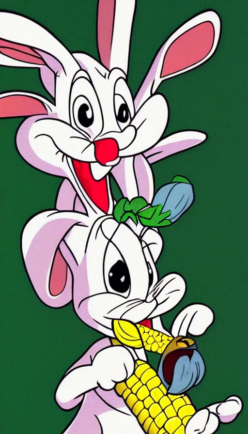 Image similar to bugs bunny eating a corn cob. very very beautiful!!