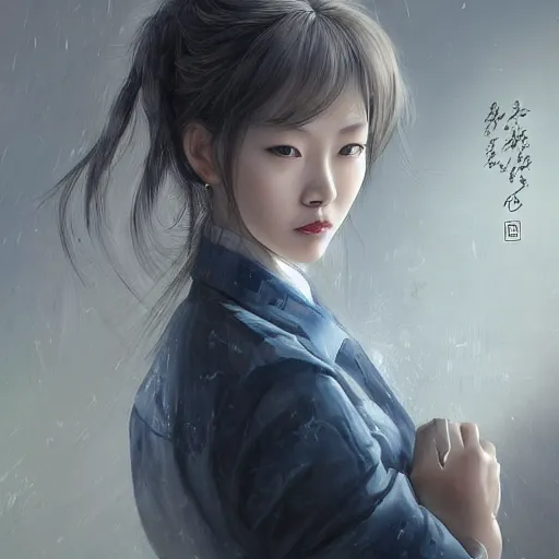 Prompt: dynamic composition, motion, ultra-detailed, incredibly detailed, a lot of details, amazing fine details and brush strokes, colorful and grayish palette, smooth, HD semirealistic anime CG concept art digital painting, watercolor oil painting of a young office lady, by a Chinese artist at ArtStation, by Huang Guangjian, Fenghua Zhong, Ruan Jia, Xin Jin and Wei Chang. Realistic artwork of a Chinese videogame, gradients, gentle an harmonic grayish colors.