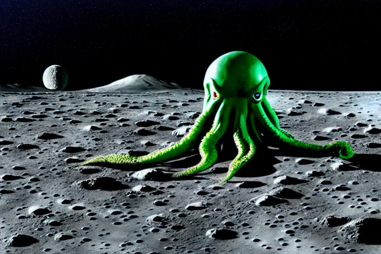 Prompt: 🤡 cthulhu on the lunar surface, moon, horizon, photorealistic, movie still