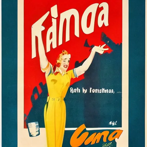 Prompt: Fanta poster. 1940 Germany.