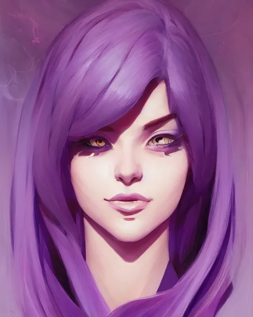 Image similar to beautiful female purple hair tattoo symmetrical face eyes full length fantasy art icon, 2d art cover , official fanart behance hd artstation by Jesper Ejsing, by RHADS, Makoto Shinkai and Lois van baarle, ilya kuvshinov, rossdraws