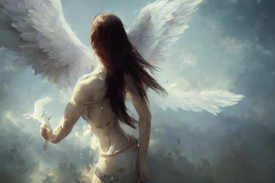 Prompt: an angel beats its wings,digital art,ultra realistic,ultra detailed,art by greg rutkowski