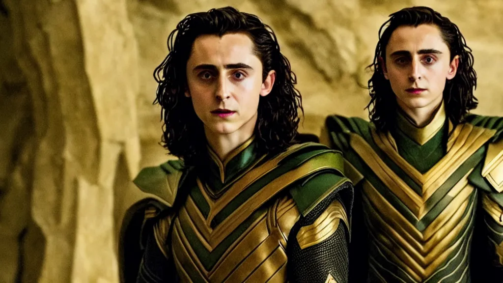 Image similar to timothée chalamet as loki in dune, cinematic