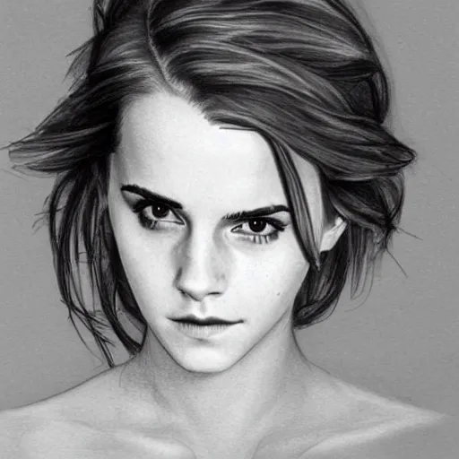 Prompt: emma watson seductive pencil sketch,