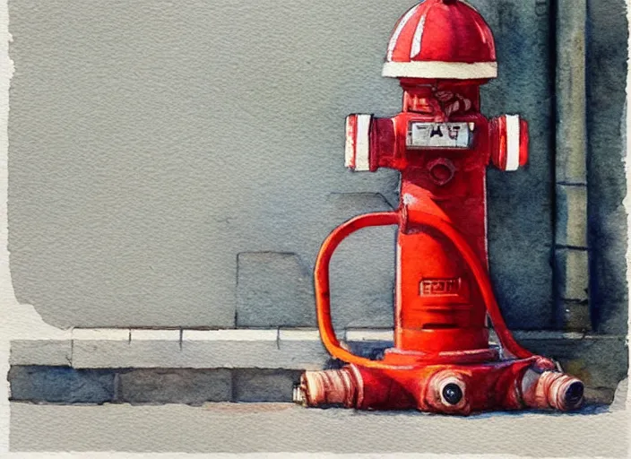 Image similar to concept art of a hydrant, pinterest, artstation trending, behance, watercolor, by coby whitmore, silver, laser light,