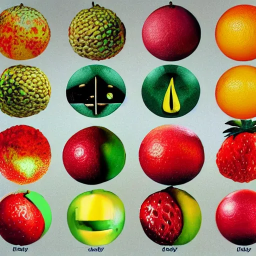 Prompt: nuclear bombing depicted as fruit art