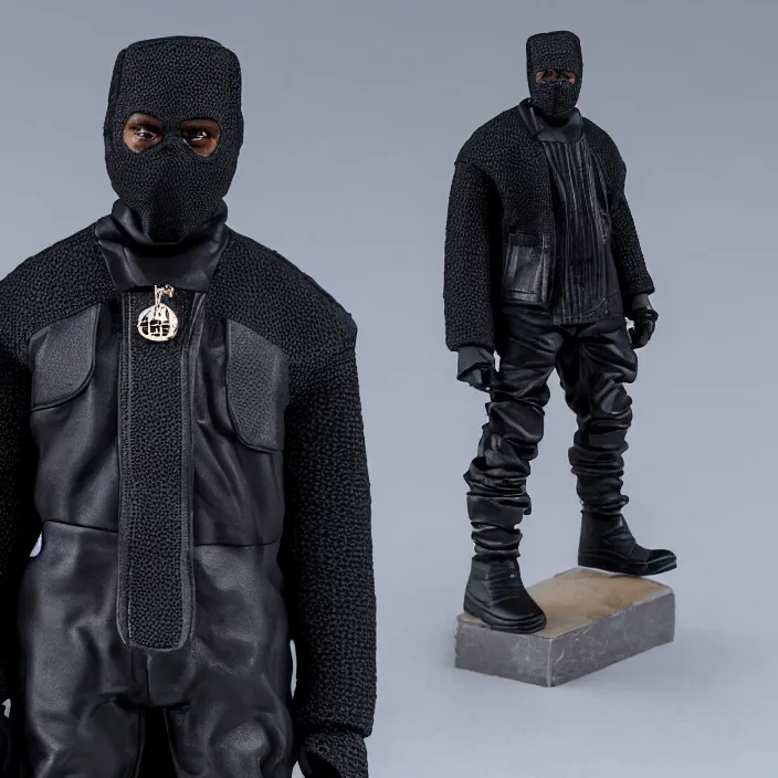 kanye west using a full face covering black mask, a, Stable Diffusion