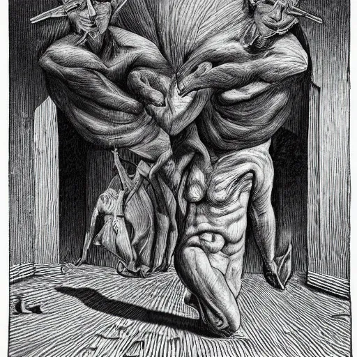 Prompt: weary inside, now our heart's lost forever can't replace the fear, or the thrill of the chase each ritual showed up the door for our wanderings open then shut, then slammed in our face surrealism hyperdetailed