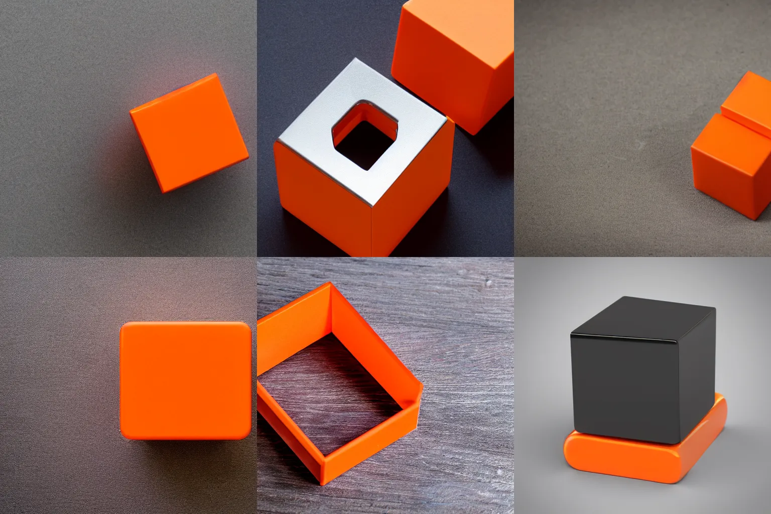 Prompt: and orange shaped like a cube, product photo, high details, 4k