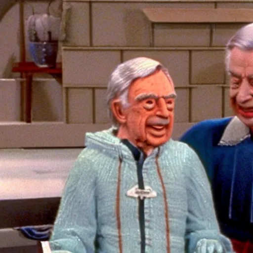 Image similar to emperor palpatine makes a special guest appearance on mr. rogers neighborhood