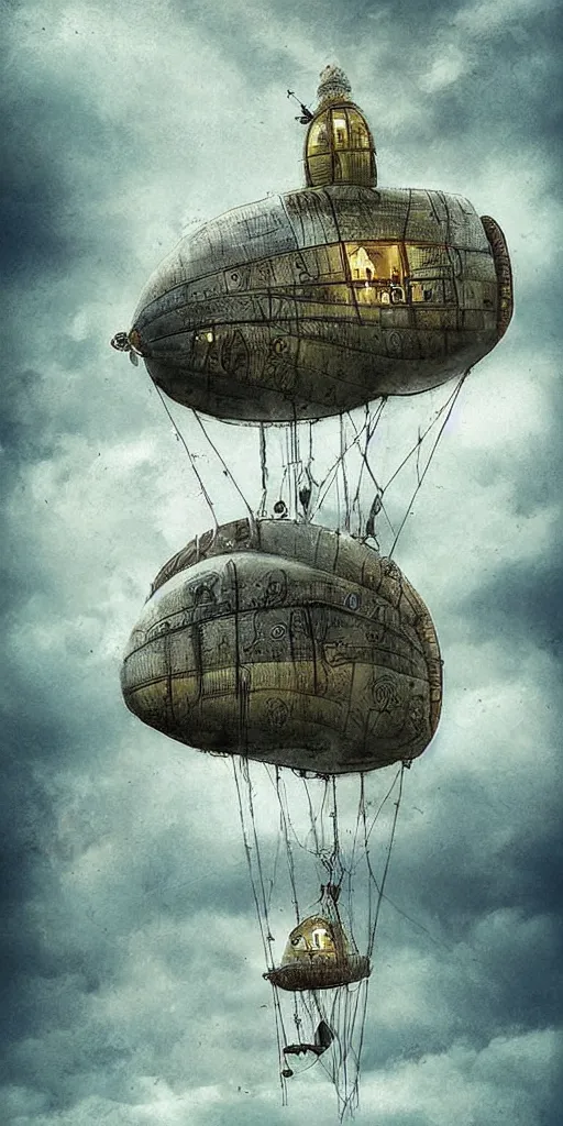 Image similar to a vintage living airship by alexander jansson