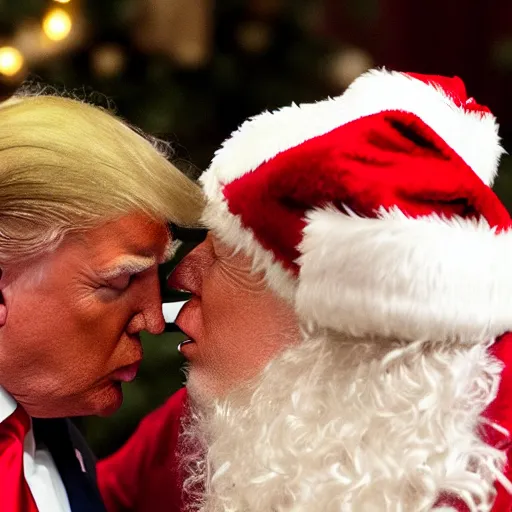 Image similar to donald trump kissing santa clause