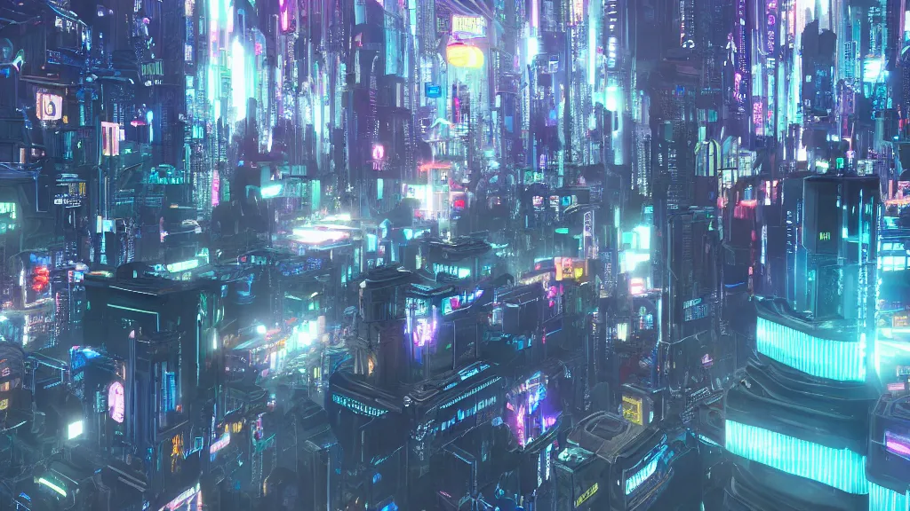 Image similar to cyberpunk city built in the sky, atop clouds, fluorescent led, made in blender, octane render, cinematic, volumetric lighting, futuristic,, hyperrealistic, highly detailed, colourful 4 k hd