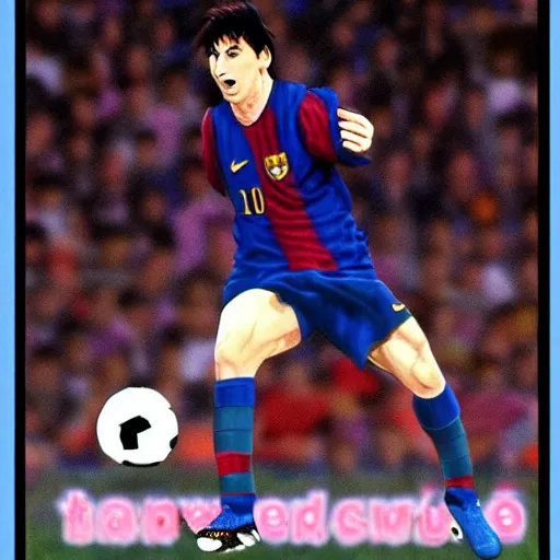 Prompt: lionel messi in captain tsubasa style