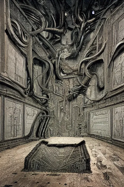 Image similar to Interior design, Eldritch location by H.R. Giger