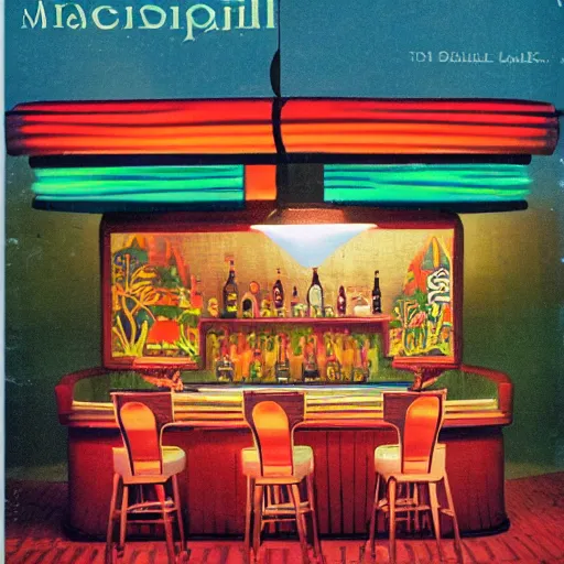 Image similar to mid century magazine advertisement for a midwest tiki bar in indianapolis. ambient lighting, highly detailed. 3 5 mm.