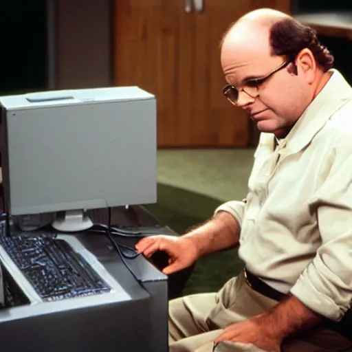 Prompt: George Costanza playing games on his pc