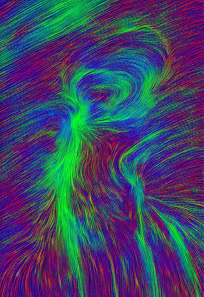 Prompt: stacked plot of radio emissions from a pulsar, abstracted light refractions and stripy interference, making up a fluffy cat, isolated on black, highly detailed high resolution, silk screen t-shirt design in the style of FELIPE PANTONE 4K