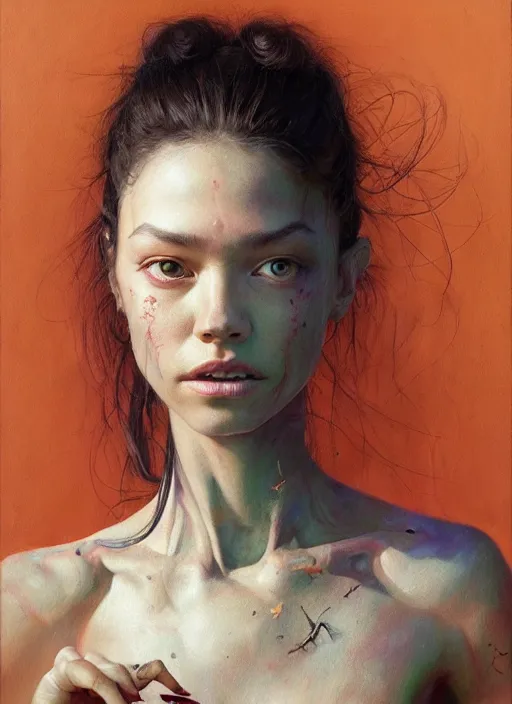 Image similar to a hyper realistic painting of olivia rodrigo, gorgeous lighting, painting by chiara bautista and beksinski and norman rockwell and greg rutkowski weta studio, and lucasfilm