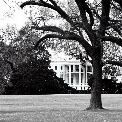 Prompt: Ruins of White House in USA, photo