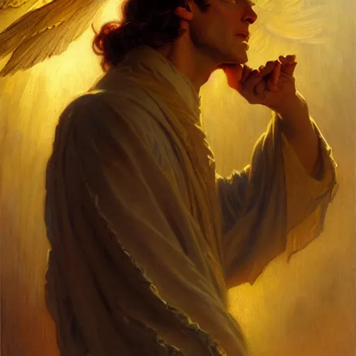 Prompt: handsome lucifer morning star casting a spell to raise hell unto heaven. highly detailed painting by gaston bussiere, craig mullins, j. c. leyendecker, 8 k