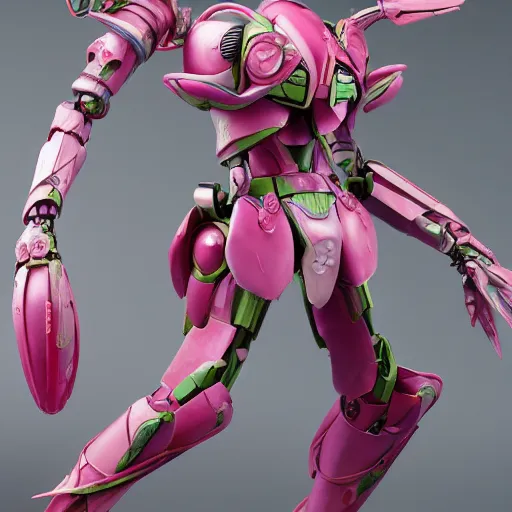 Prompt: futuristic nymphaea themed mecha waterlily upper body, sepals forming helmet, highly detailed, nymphaea, 8 k hd resolution, gundam barbatos with floral inlay, bandai box art, star wars, makoto kobayashi, frank gehry, raymond swanland