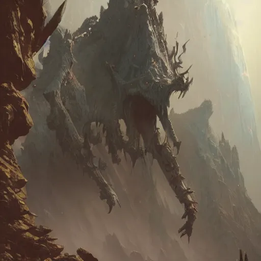 Image similar to a chasm fiend, greg rutkowski, 8 k, shallow depth of field, intricate detail, concept art,