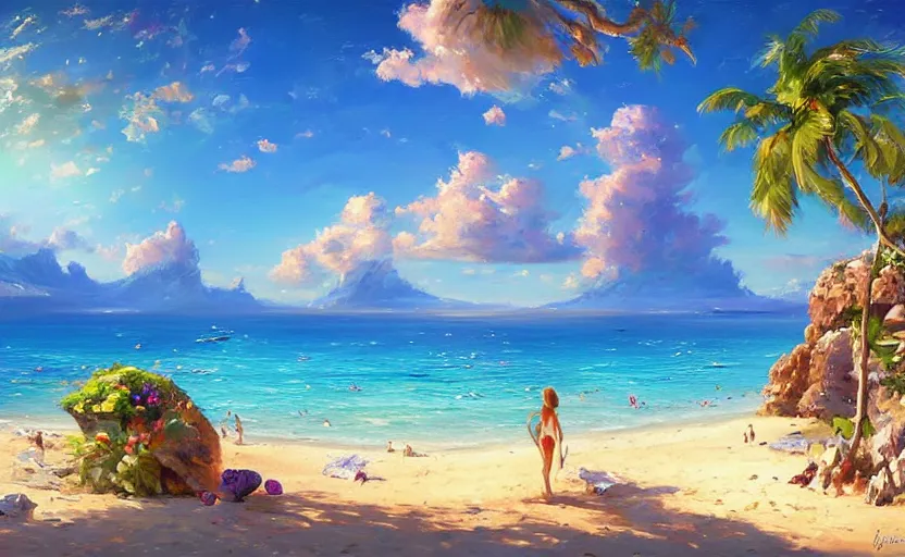 Image similar to paradise cosmic beach by vladimir volegov and raphael lacoste