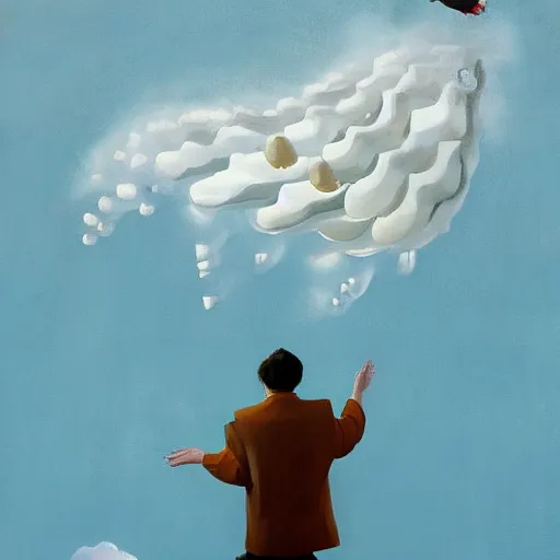 Image similar to Giant ice cubes fly through the air, as a tornado approaches, by Takashi Murakami, Edward Hopper, Bo Bartlett, and Cynthia Sheppard, Artstation