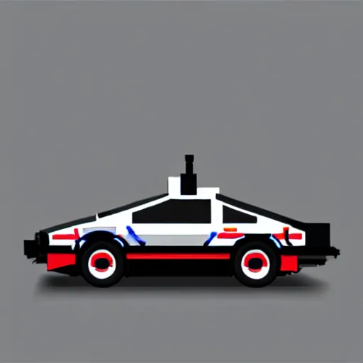 Image similar to back to the future delorean, mario kart 6 4 screenshot, low poly, aliased