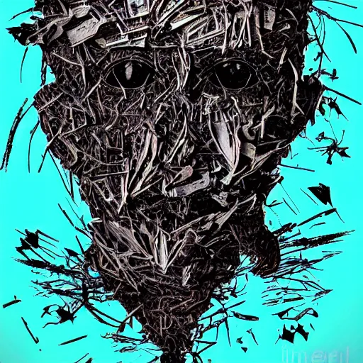 Prompt: face shredded like paper, dark horror, surreal, illustration, by alley burke