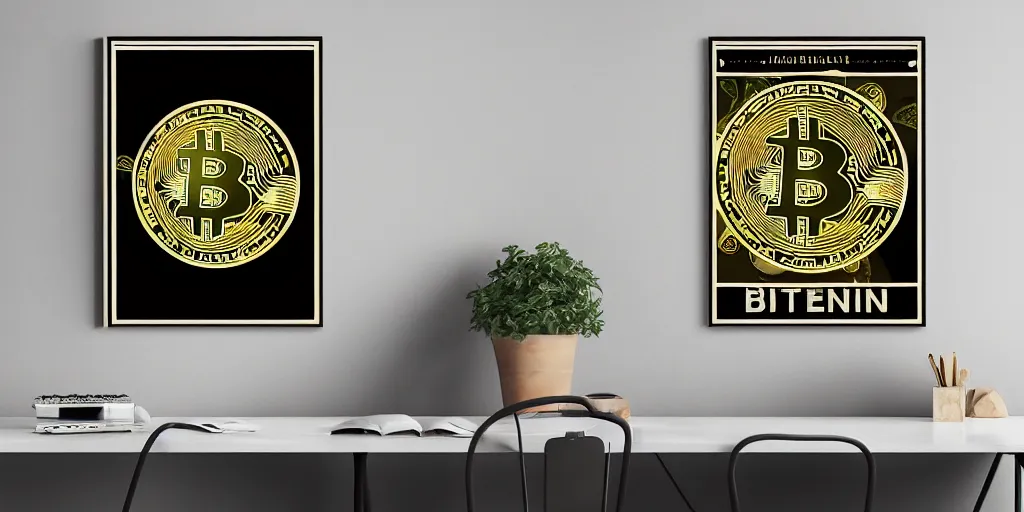 Prompt: midcentury modern bitcoin poster