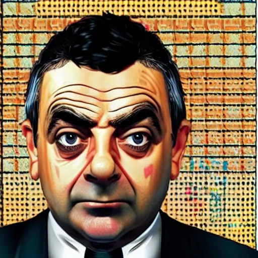 Prompt: “Rowan Atkinson in GTA V, cover art by Stephen Bliss, Boxart, loadscreen”