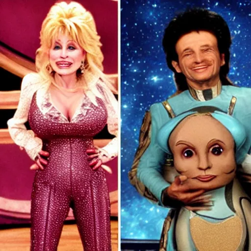 Image similar to Dolly Parton on an episode of Deep Space Nine