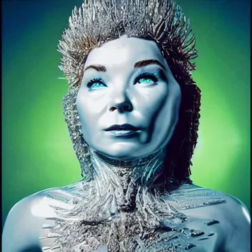 Image similar to a highly detailed ice sculpture of bjork medulla