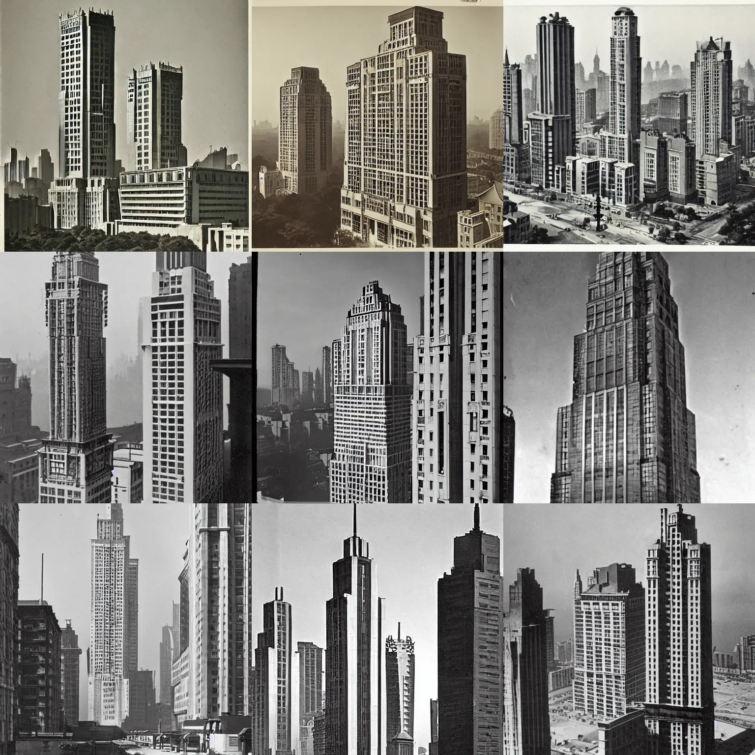 Prompt: Art Deco skyscrapers 19th century photo