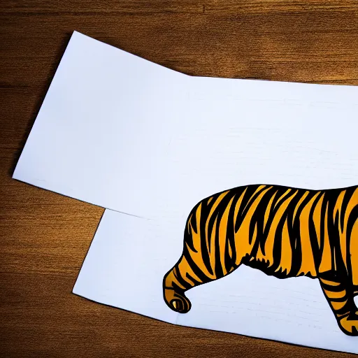 Prompt: tiger as white paper