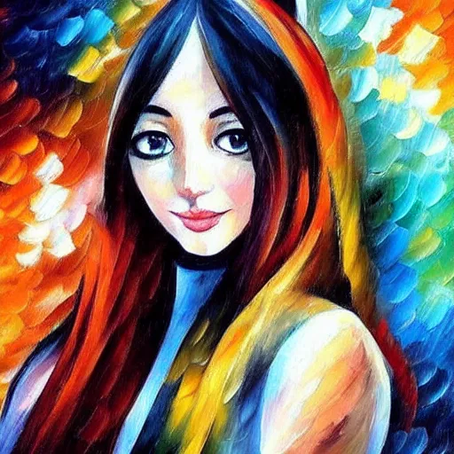 Image similar to “catgirl, style of Leonid afremov”