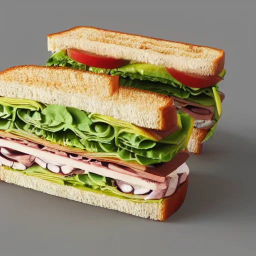 Prompt: a cartoony sandwich eating itself, 3D render, realistic, 4K