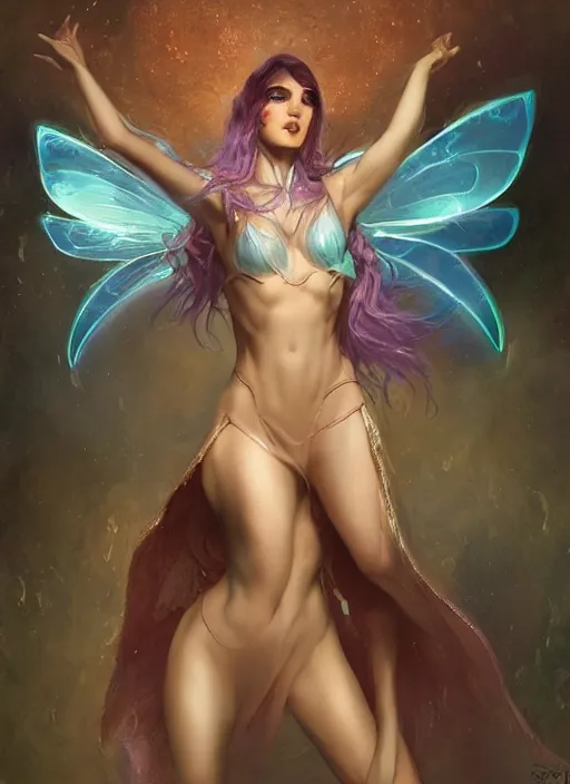 Prompt: digital _ painting _ of _ adult female rave fairy _ by _ filipe _ pagliuso _ and _ justin _ gerard _ symmetric _ fantasy _ crying tsunami _ highly _ detailed _ realistic _ intricate _ port