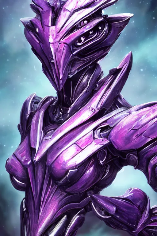 Prompt: bust shot, hyperdetailed realistic elegant beautiful stunning giant robot mecha hot female goddess dragon, sharp spines, sharp metal ears, smooth purple eyes, smooth fuschia skin, smooth silver armor, nebula size, space, epic proportions, epic scale, macro giantess, warframe, destiny, furry, dragon art, goddess art, giantess art, furaffinity, octane