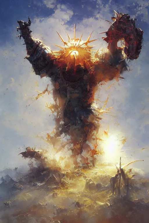 Image similar to praise the sun that brings the dawn of our final doom., by ryohei hase, by john berkey, by jakub rozalski, by john martin