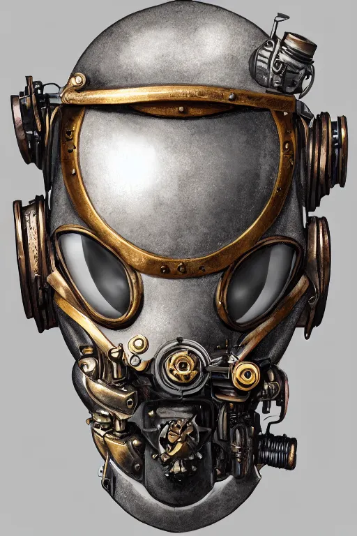 Image similar to steampunk helmet fantasy art mask robot ninja stylized digital illustration sharp focus, elegant intricate digital painting artstation concept art global illumination ray tracing advanced technology chaykin howard and campionpascale and cooke darwyn and davis jack